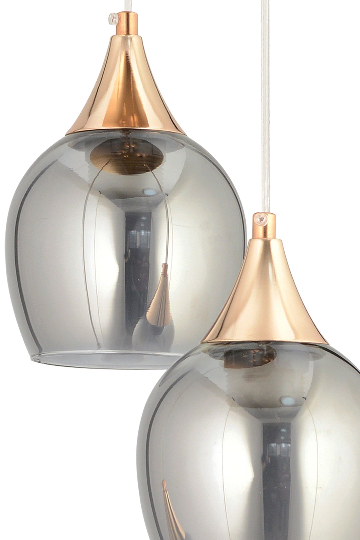 Sante 3-Piece Gold Smoked Glass Modern Pendant Lamp Chandelier Living Room Kitchen Room Hallway Chandelier
