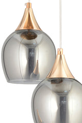 Sante 3-Piece Gold Smoked Glass Modern Pendant Lamp Chandelier Living Room Kitchen Room Hallway Chandelier