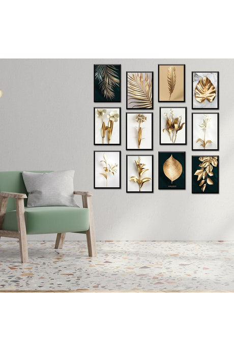 Set of 12 Framed Gold Leaves Mdf Table - 12set-016 / 15x10 - Swordslife