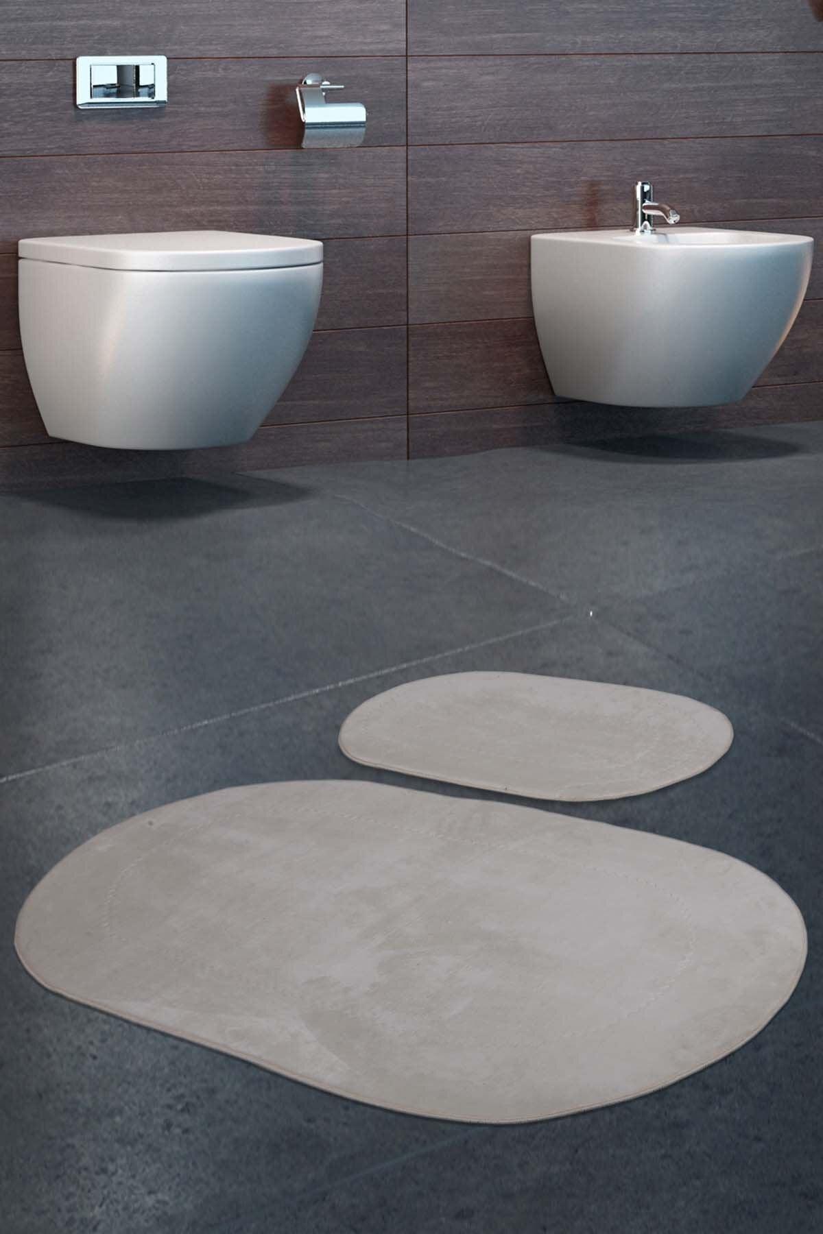 Rixos Cream 2 Pcs Bathroom Carpet Mat Set Non-Slip Toilet Seat Set - Swordslife