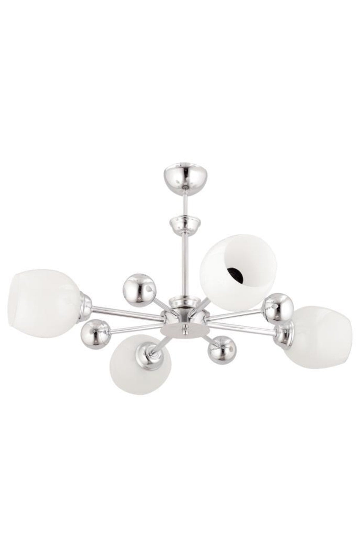 Nairobi 4-Piece Silver White Opaque Glass Chandelier