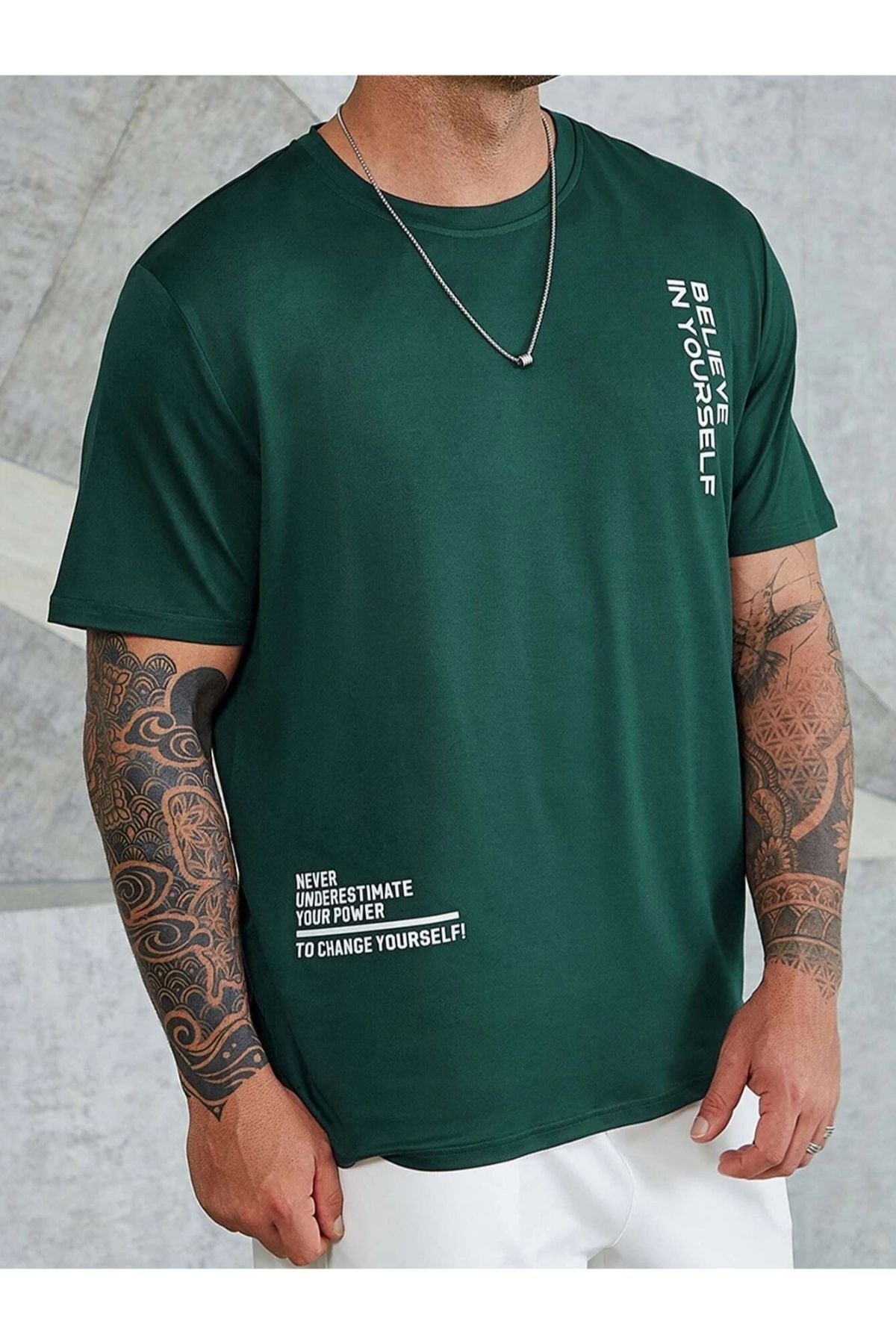 Men's Green Believe Printed Oversize T-shirt