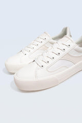 White Ribbed Sole Sneakers - Swordslife