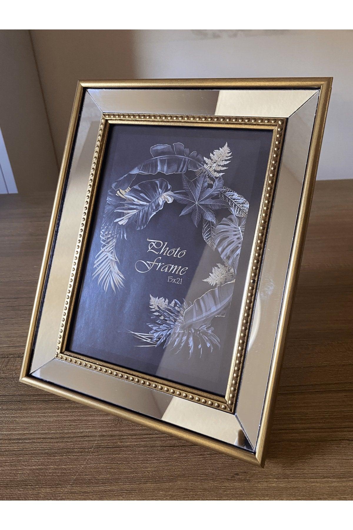 Mirrored Frame, Gold Mirrored Photo Frame, Glass Frame 15x21cm - Swordslife