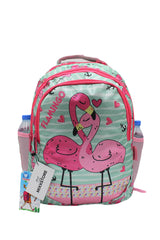 Sim Flamingo Patterned Green Color Backpack Primary School Bag Set for Girls with Food and Pencil Holder