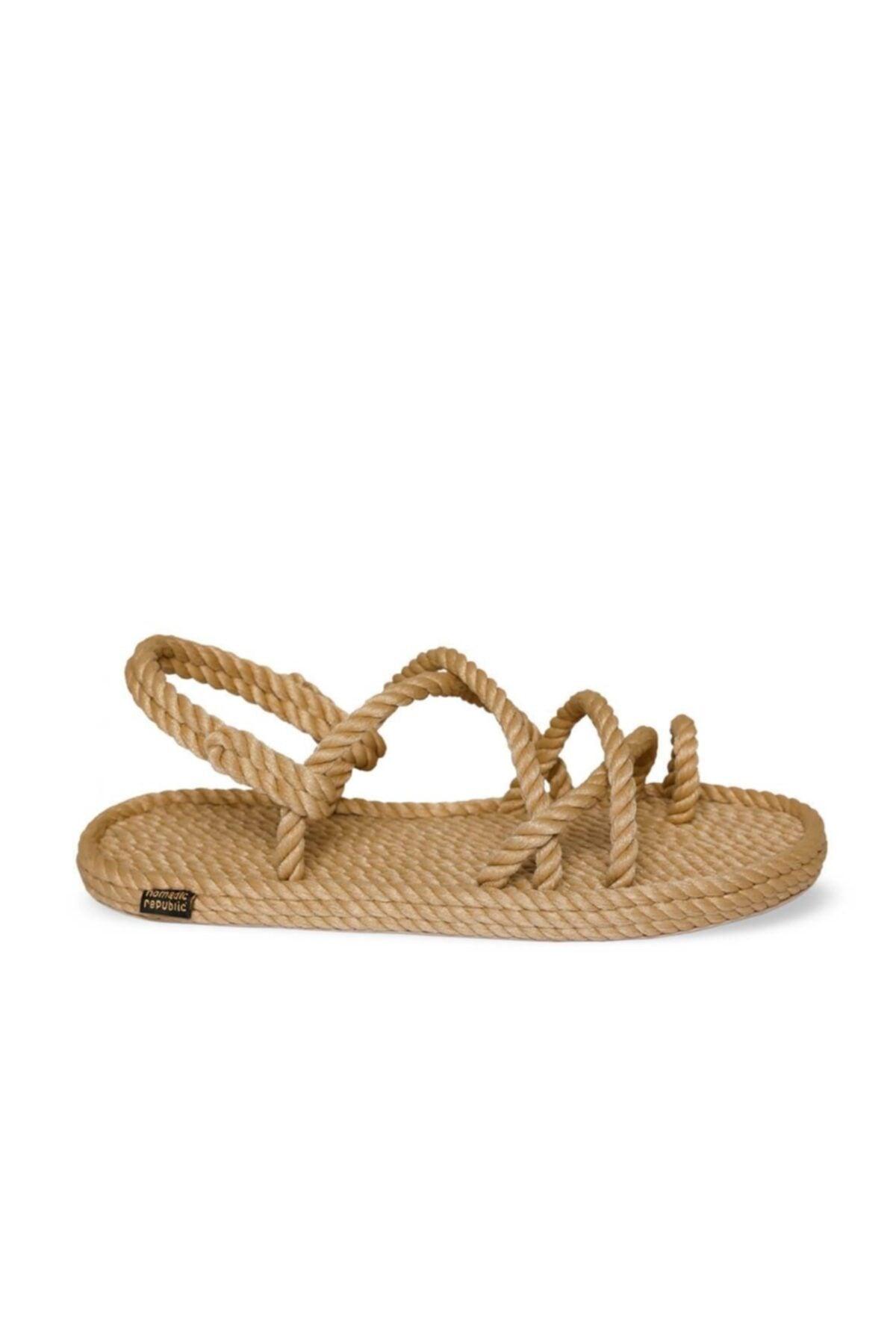 Ibiza Women's Rubber Sole Beige Rope Sandals - Swordslife