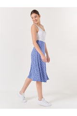 Cobalt High Waist Patterned Midi Skirt - Swordslife