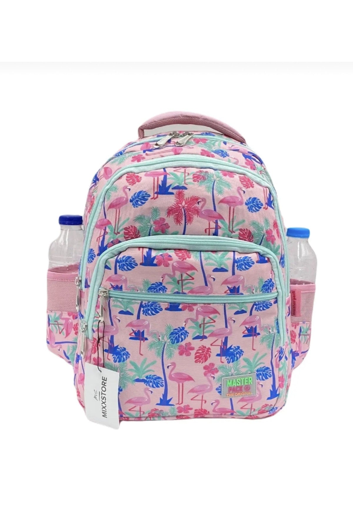 Flamingo Patterned Pink Color Master Pack Girl Backpack Primary School Bag With Food And Pencil Holder