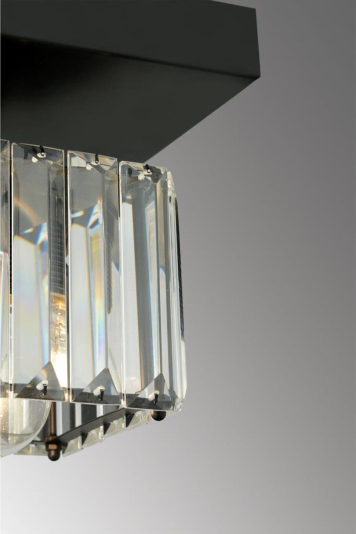 Lara Single Square Black K-10 Crystal Stone Chandelier