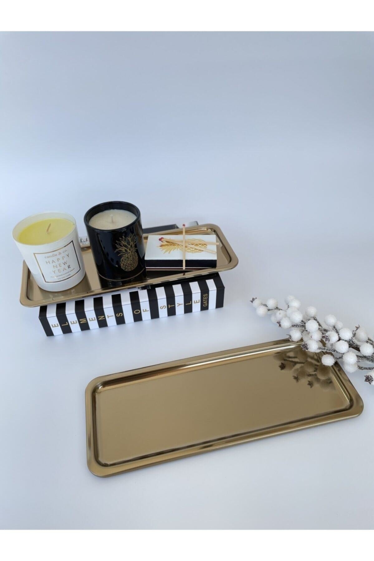 2-Piece Gold Rectangular Serving Tray No:1