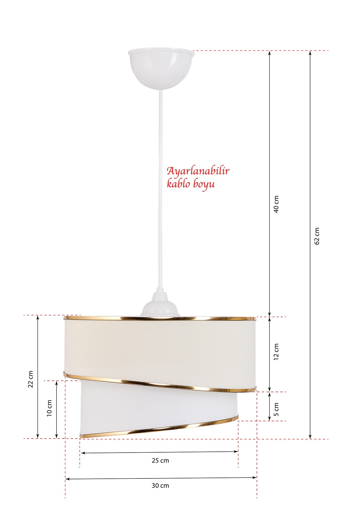 Rüzgar Pasta Single Pendant Lamp Chandelier and Gold Lampshade Set Kumbeji