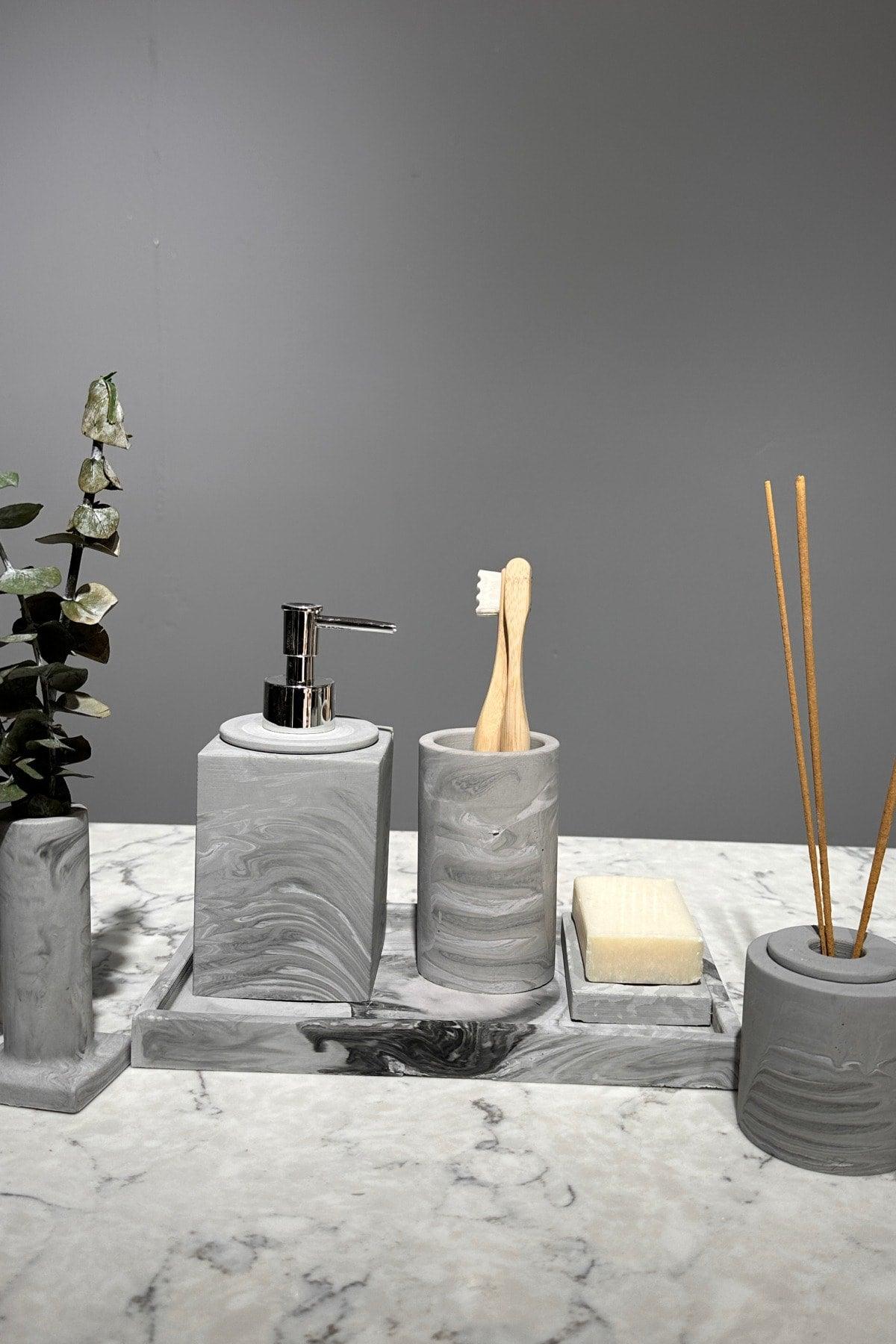 Anthracite Pattern Concrete Bathroom Set - Swordslife