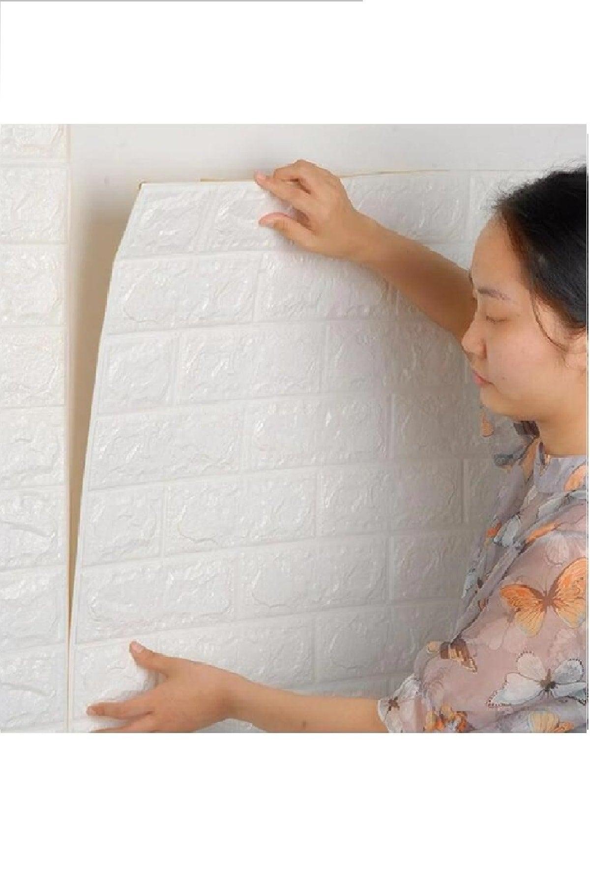 Self Adhesive Wallpaper Flexible Foam Panel 3d Dimensional Brick Pattern White - Swordslife