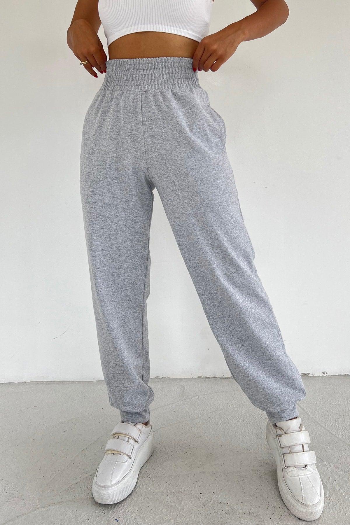 Women's Gray Extra High Waist Belted Seasonal Jogger Sweatpants - Swordslife