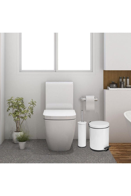 5 Liter 2 Liter Dustbin Bathroom Set White - Swordslife
