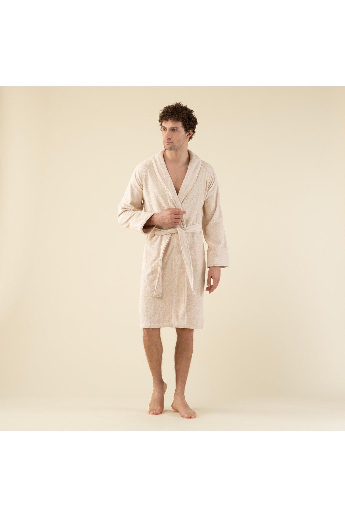 Solid Unisex Bathrobe Beige - Swordslife