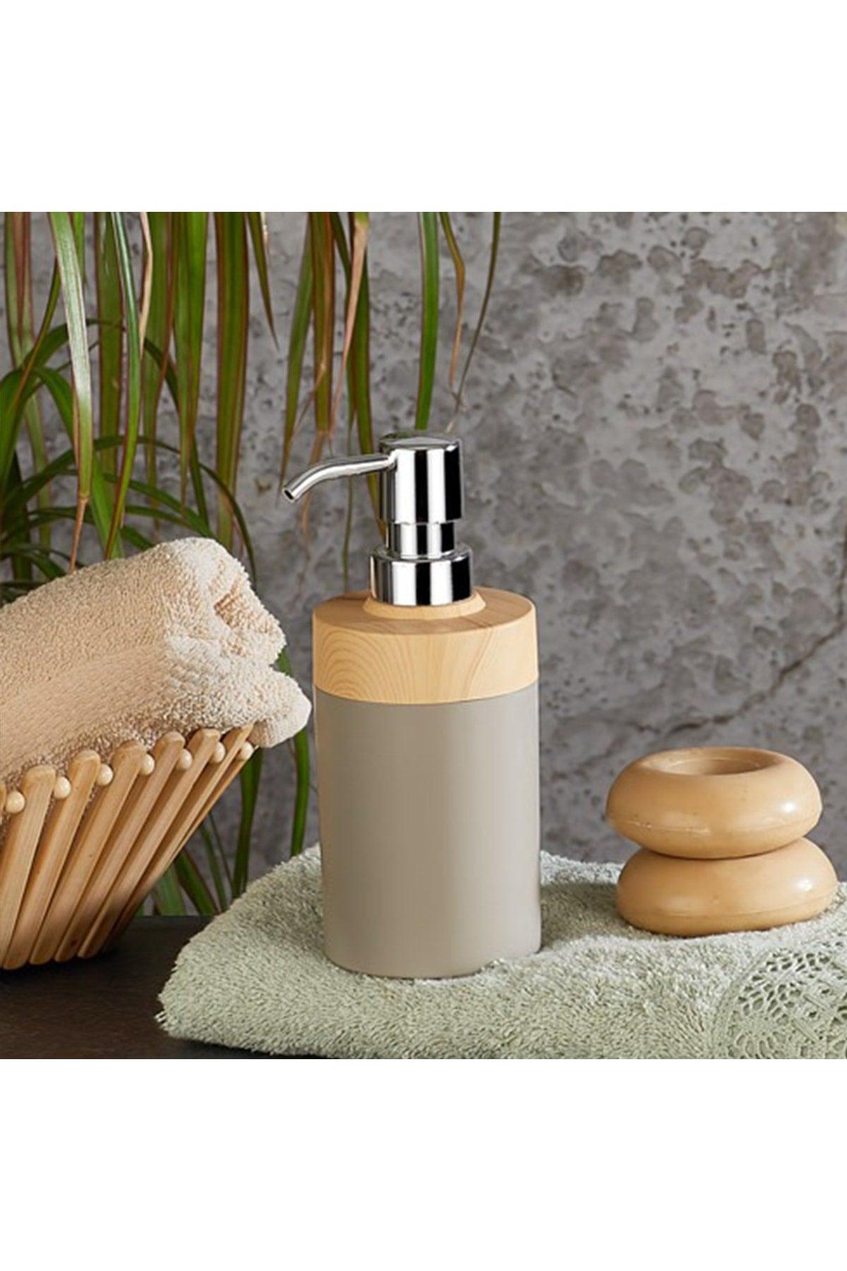 Limpia Bamboo Patterned Set of 3 Bathroom Set Liquid Soap Dispenser Liquid Soap Dispenser Solid Soap Dispenser Cream - Swordslife