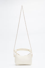 Cream Shk24 Soft Leather Knot Detailed Chain Strap Hand and Shoulder Bag L:14 E:22 W:8 cm