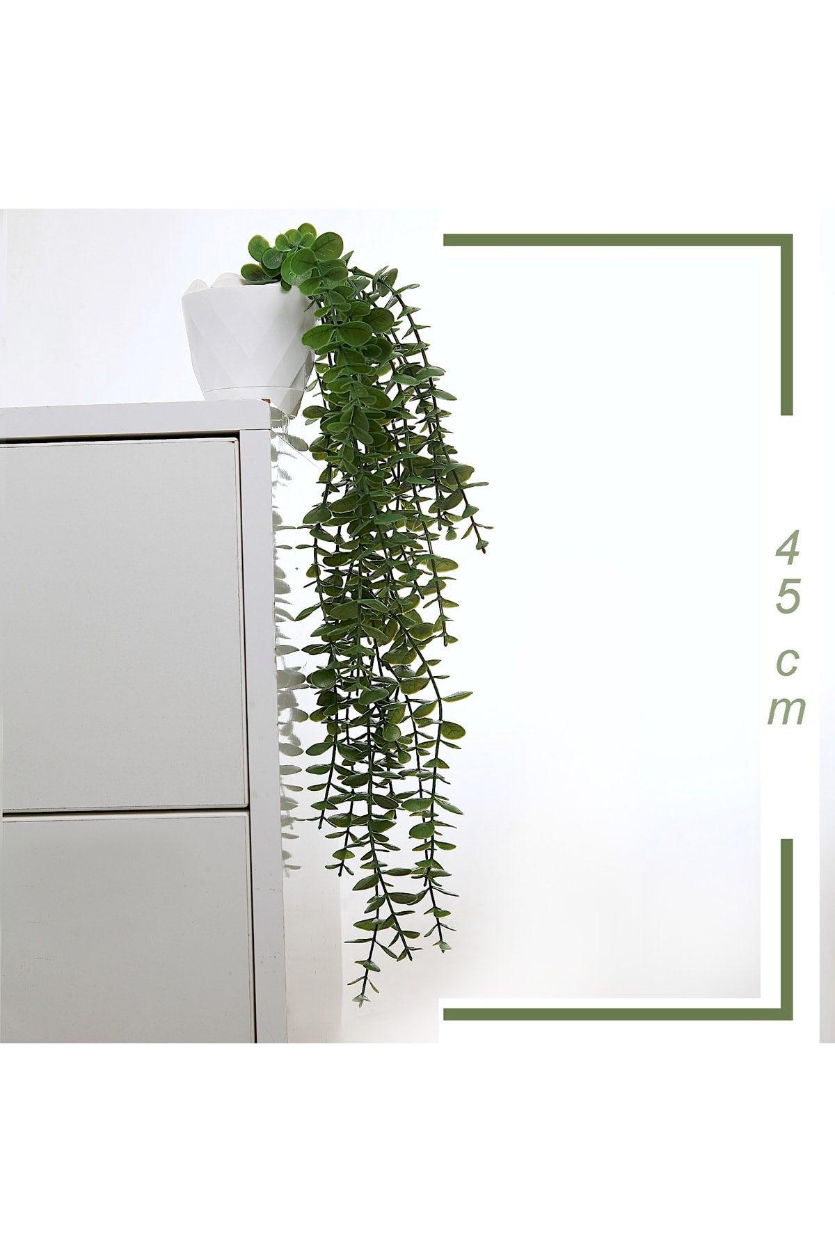 Artificial Flower White Pot Green Eucalyptus Pendant Lamp 45 Cm - Swordslife