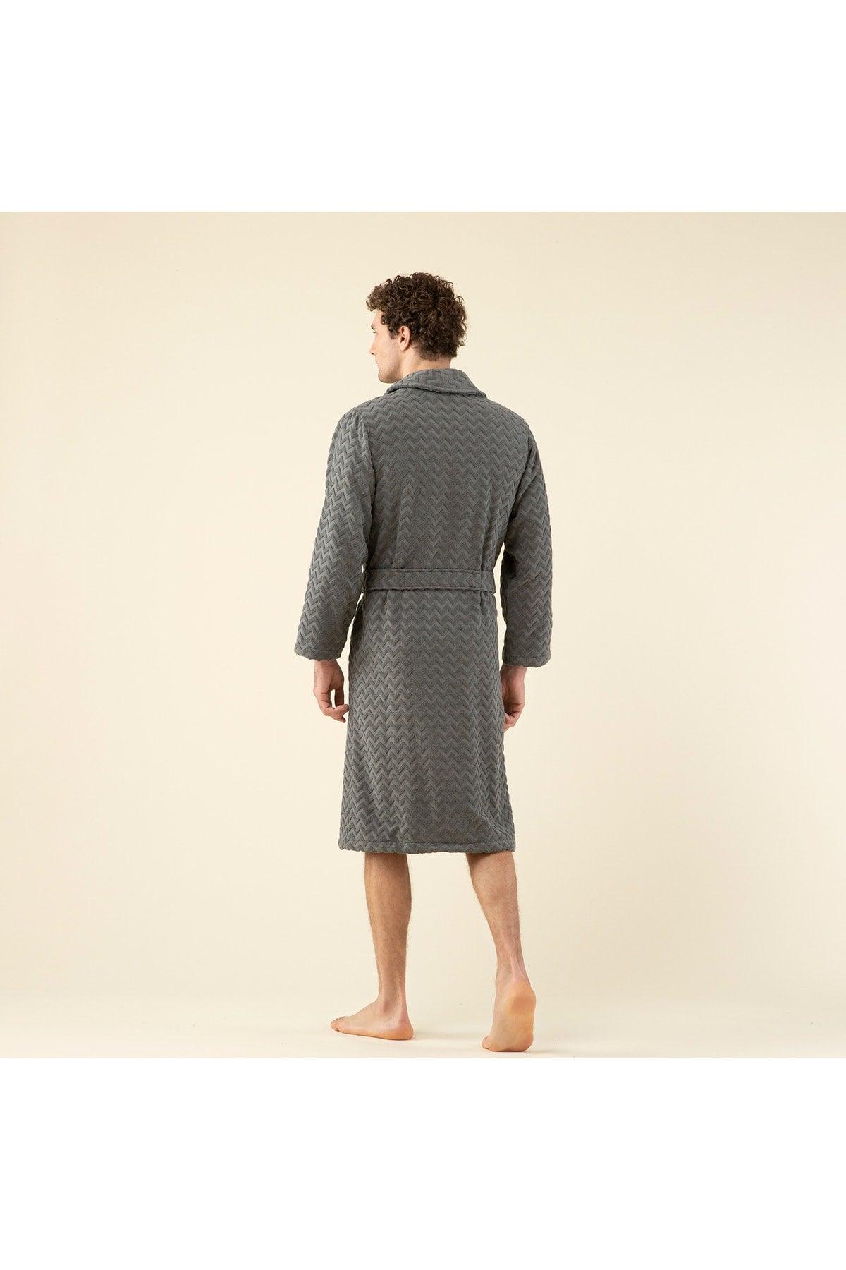 Zigzag Men's Bathrobe Anthracite - Swordslife