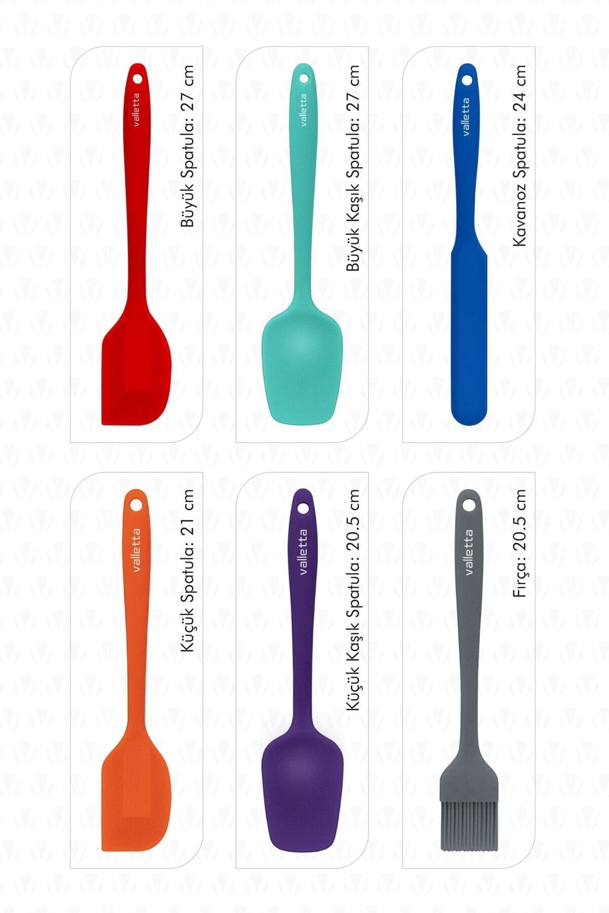 Drongo Heat Resistant Fireproof Non-Stick Silicone Spatula Set 6 Pieces Mixed Color