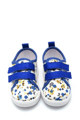 Floral Patterned Double Velcro Linen Sports Children's Shoes-saks-f-498