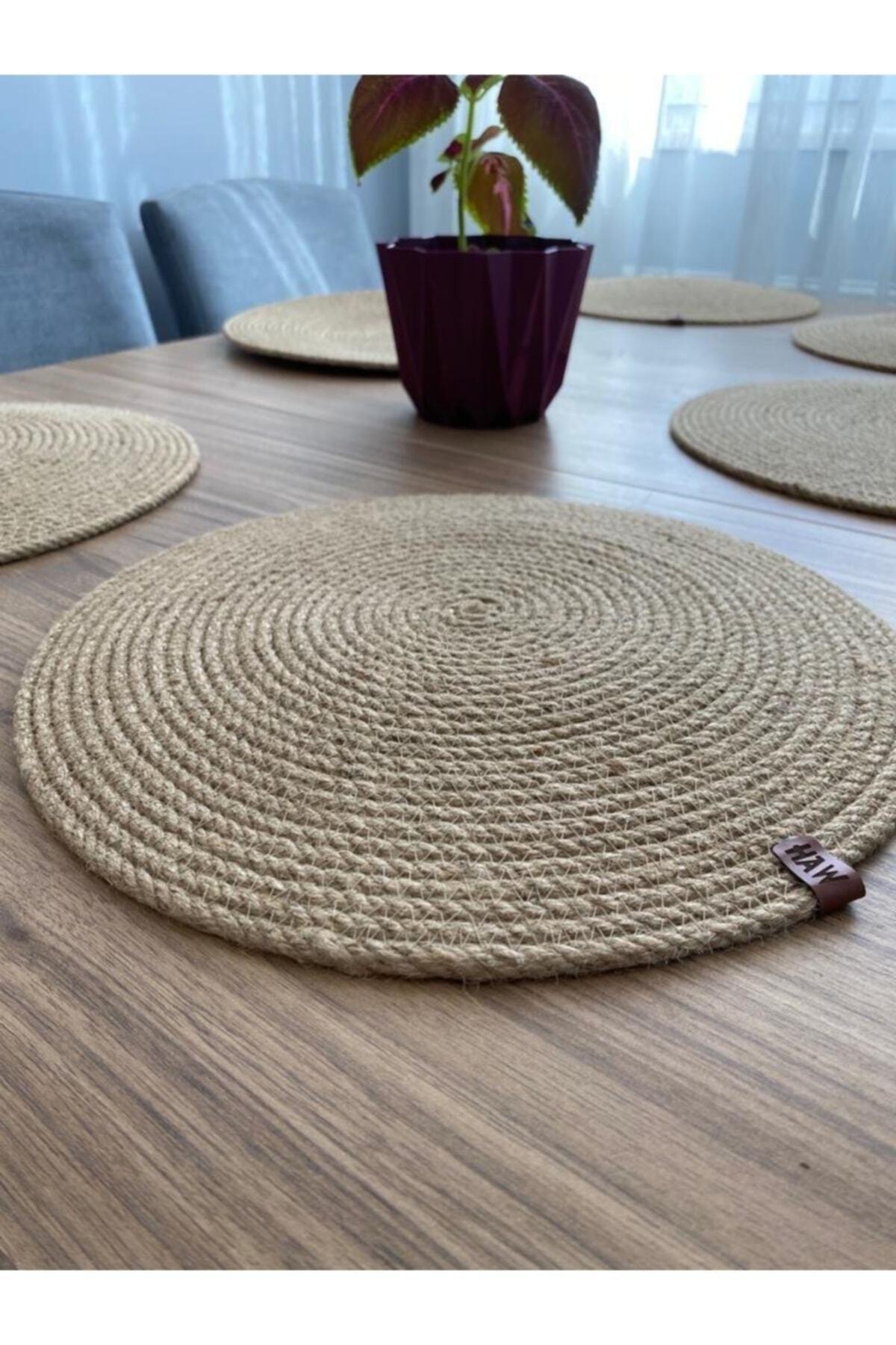 6 Pcs Placemat Runner Wicker Supplement Serving Dowry Set Knitted Bamboo Knitted Under Plate Fireproof - Swordslife