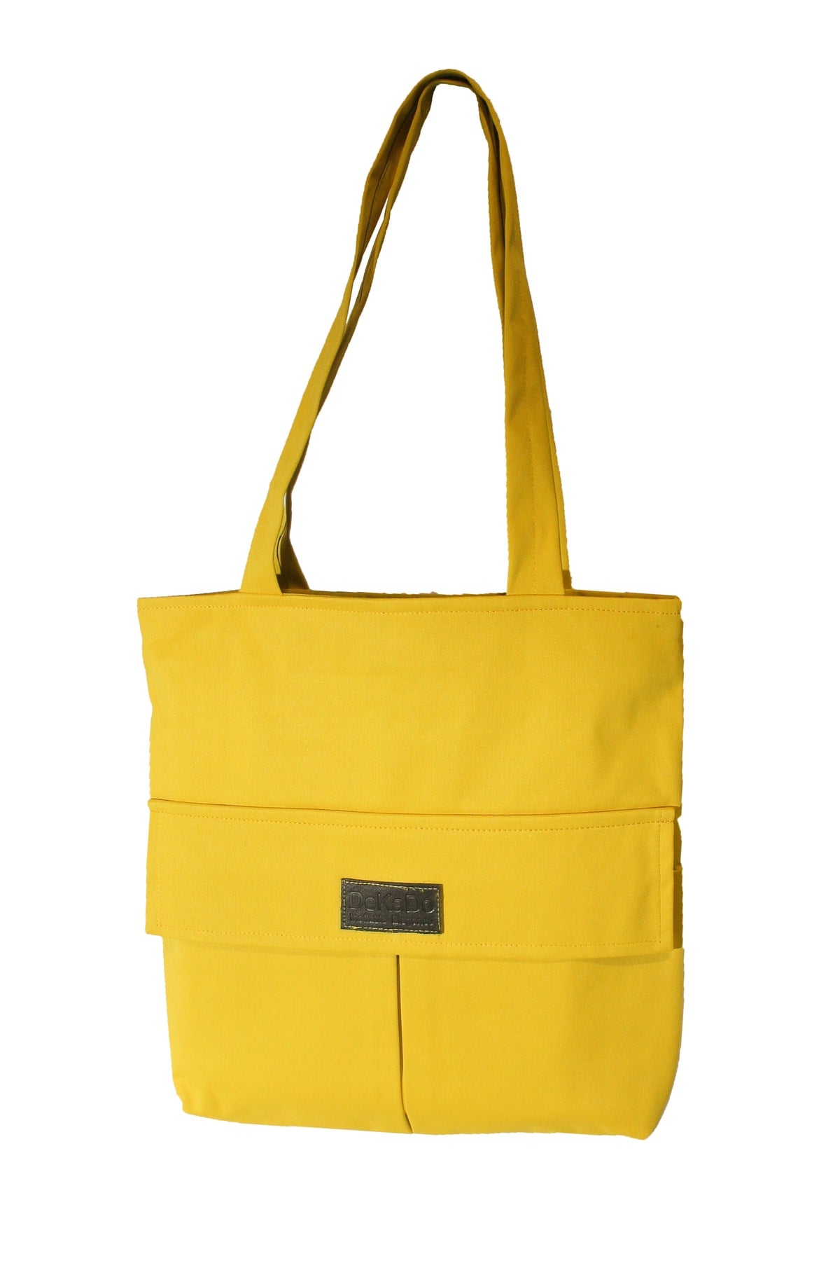 Women's Yellow Bag Zippered Hand And Shoulder Bag Canvas Fabric Tote Bag