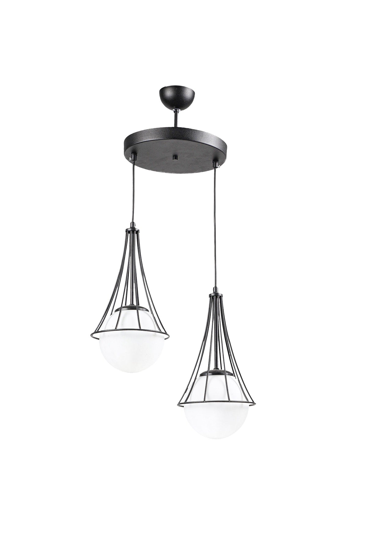 Lapis 2nd Black-white Globe Glass Chandelier