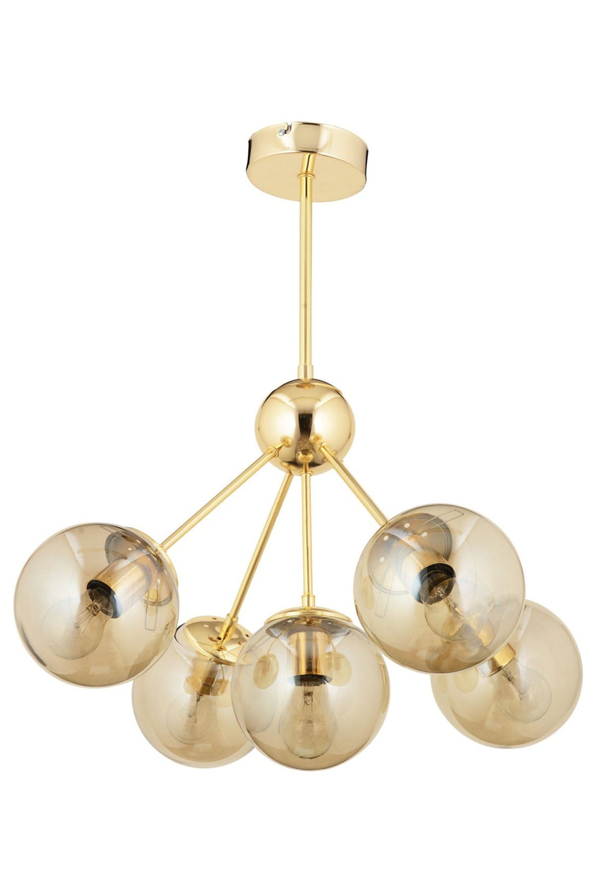 Meyo 5Li Gold Honey Glass Modern Young Room Bedroom Living Room Chandelier