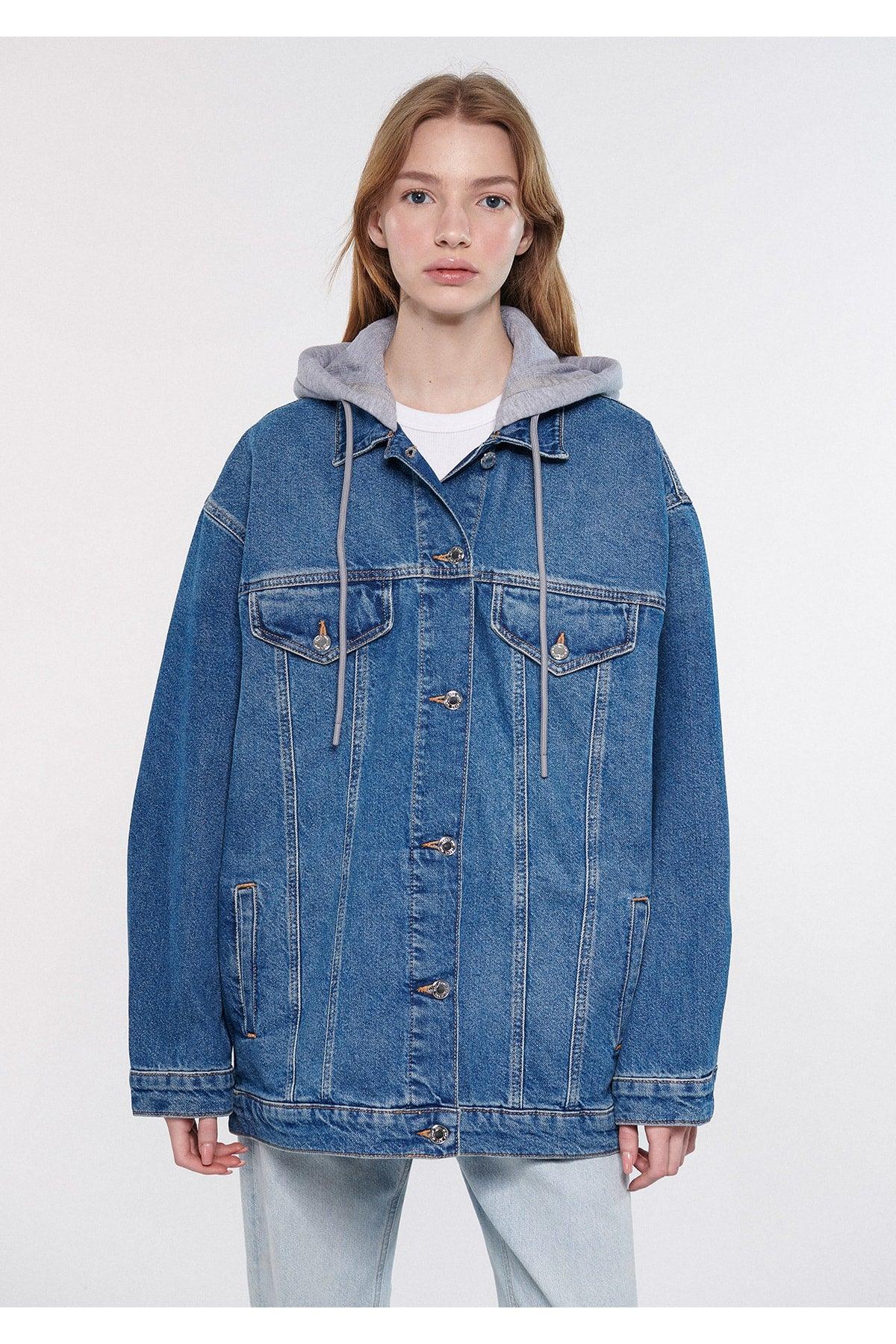 Lexa Hooded Indigo Jean Jacket Oversize / Wide Cut 110641-35265 - Swordslife