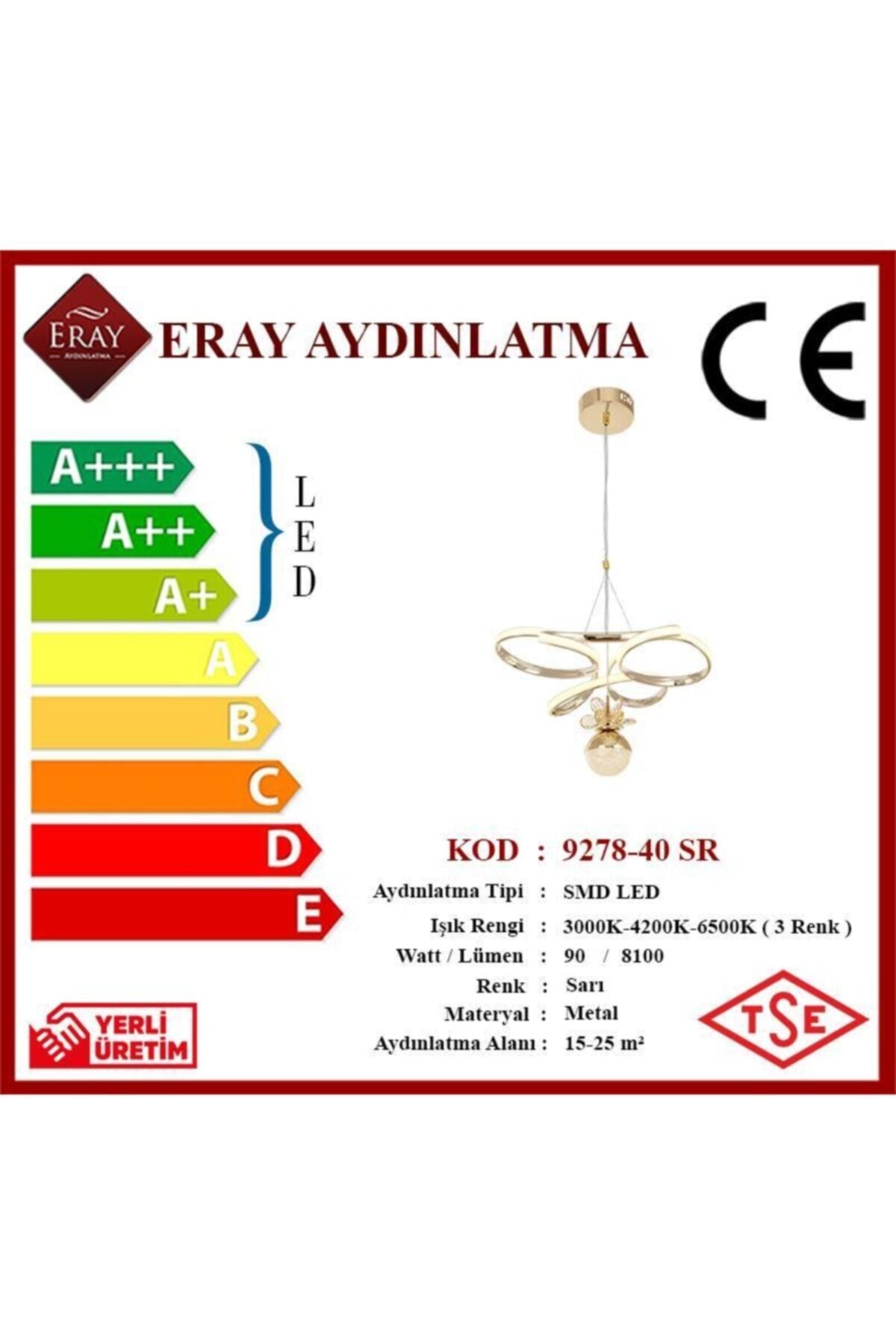 9278-40 Led Yellow Chandelier