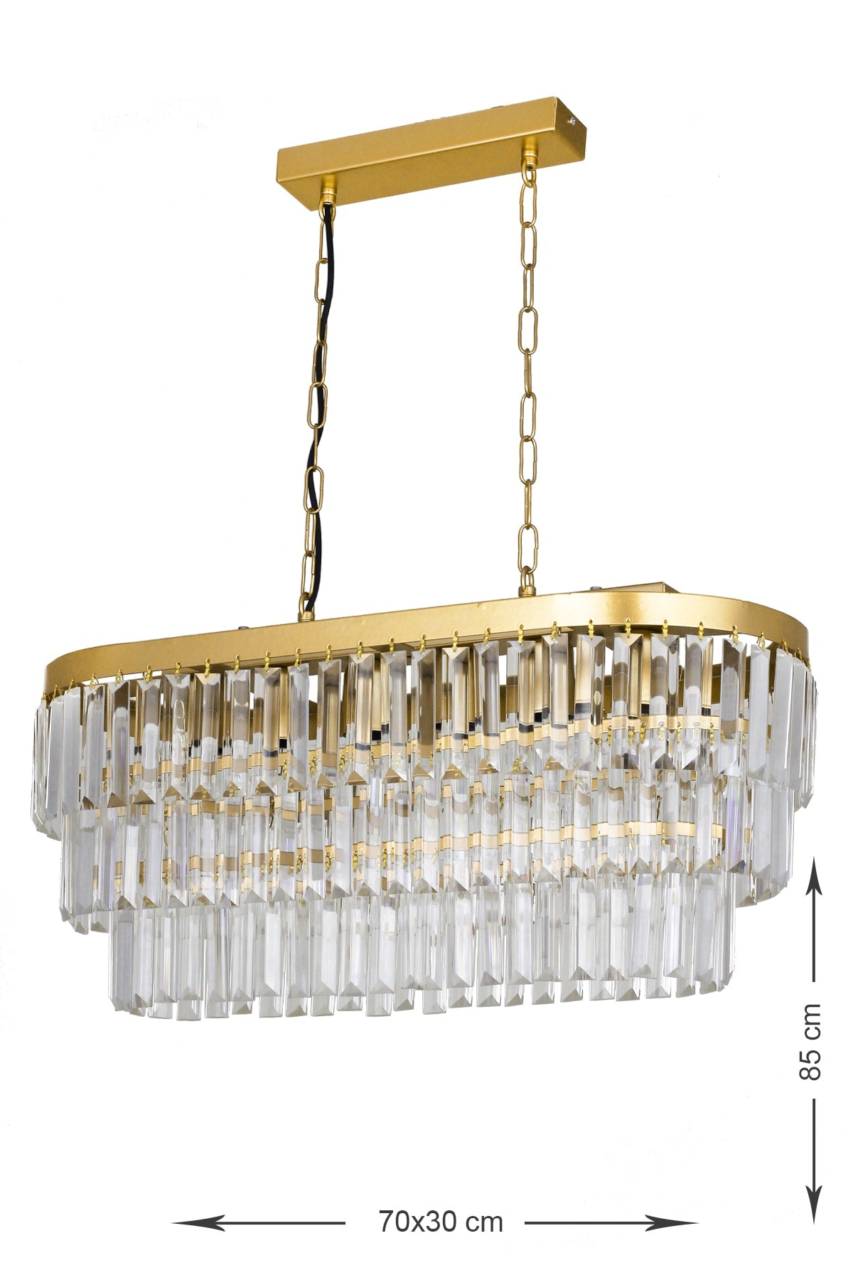 Linsa 70x30 Cm Crystal Glass Stone Luxury Chandelier Above the Dining Table - (yellow Gilding)