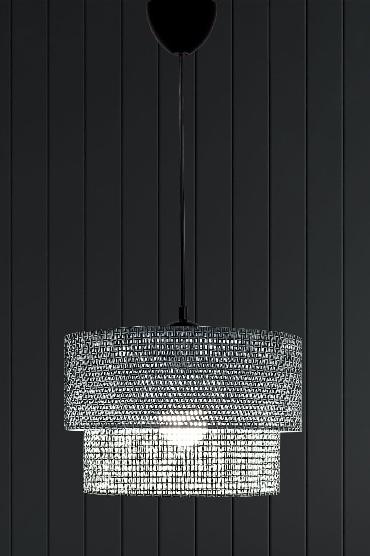 Wicker Pendant Lamp Chandelier Gray E968