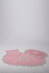 Aplique Lux Powder 3-Piece French Lace Bathroom Carpet Dowry Closet Set Mat Set - Swordslife