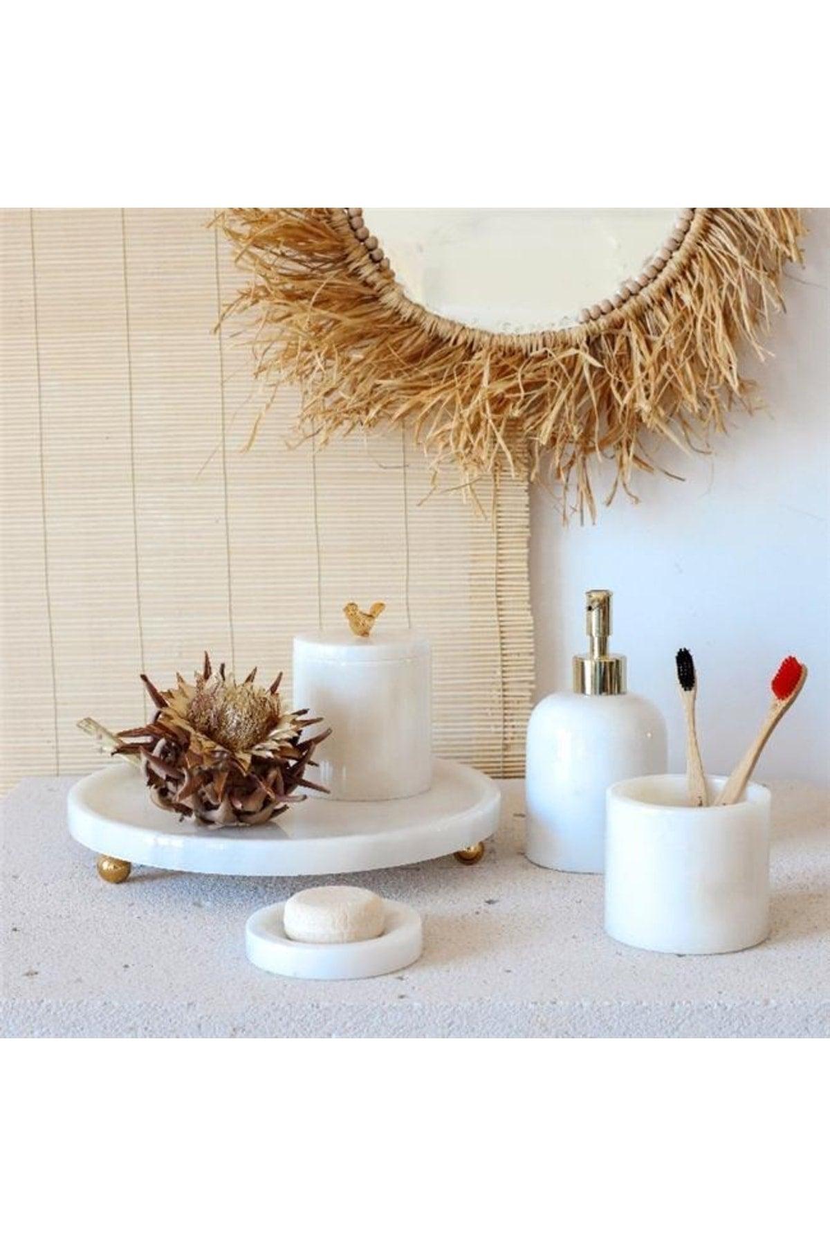 Marble White 5 Piece Gold Bird Bath Set - Swordslife