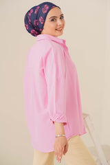 103901 Oversize Basic Hijab Shirt - Pink - Swordslife