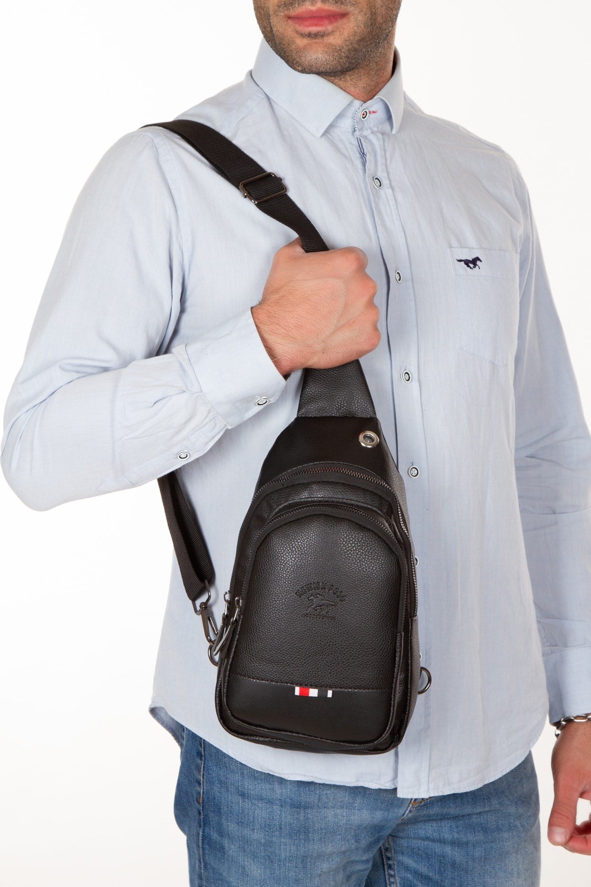 Black Unisex Cross Adjustable Strap Shoulder Bag Lt-6547