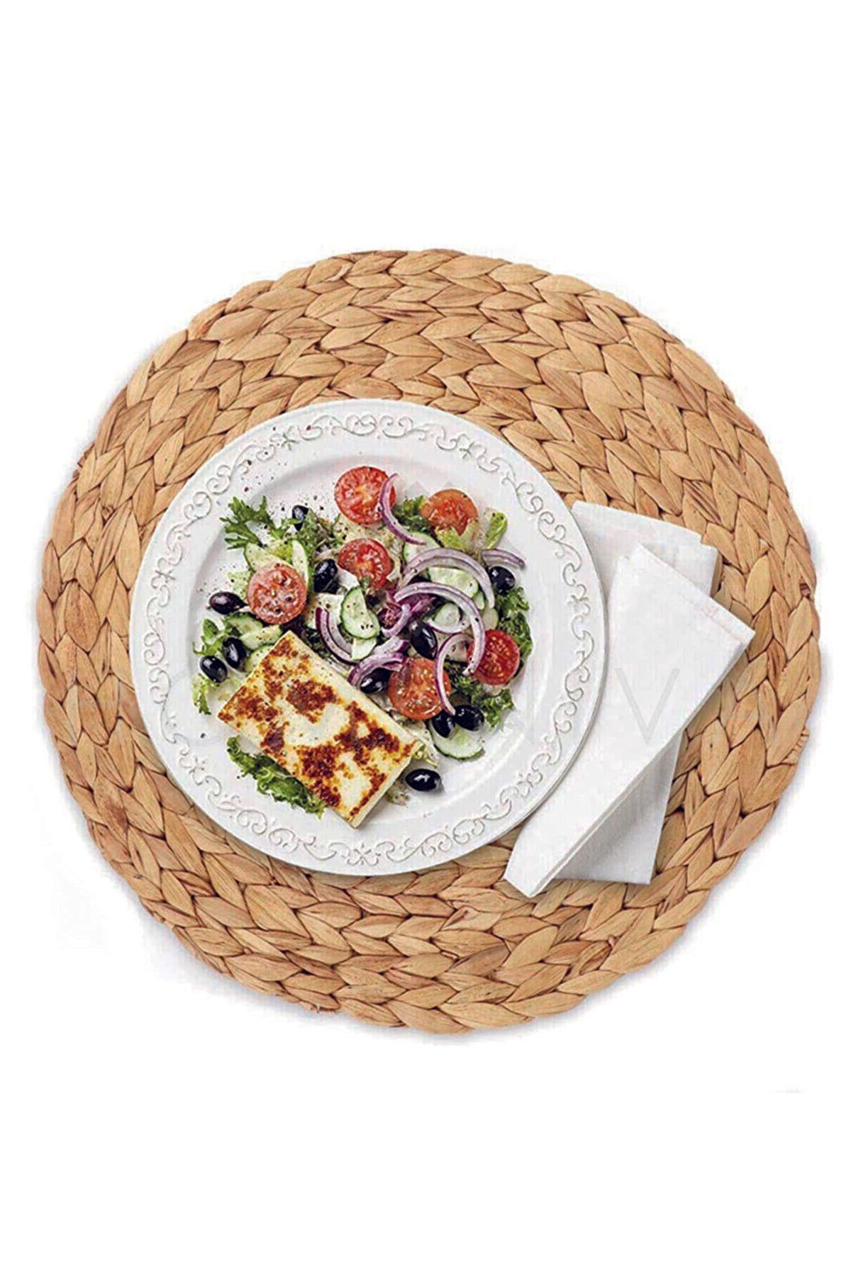 6 Pcs Placemat Wicker Base Round Bamboo Quality 37 Cm Large - Swordslife