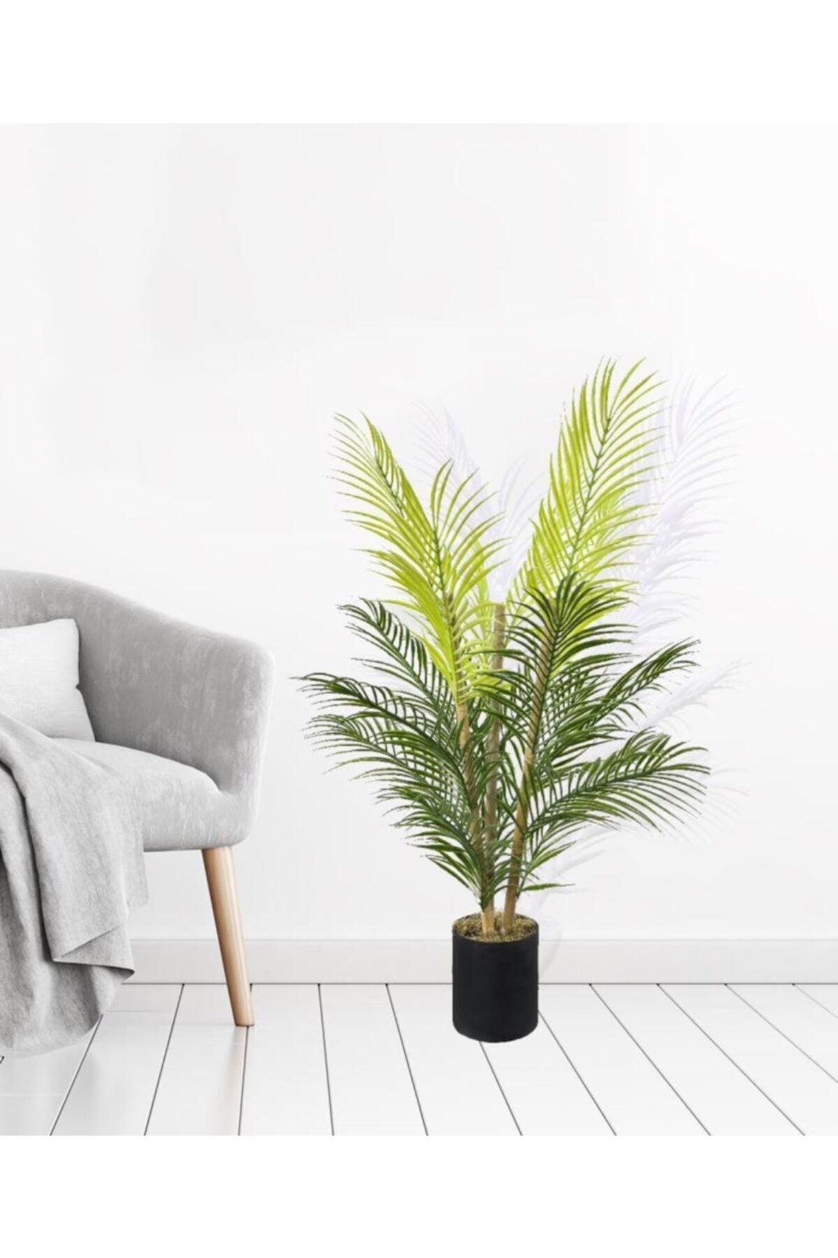 Artificial Flower Areca Tree Palm Tree Black Potted Indoor Flower With Bamboo Stem 18 Leaf 85 Cm - Swordslife