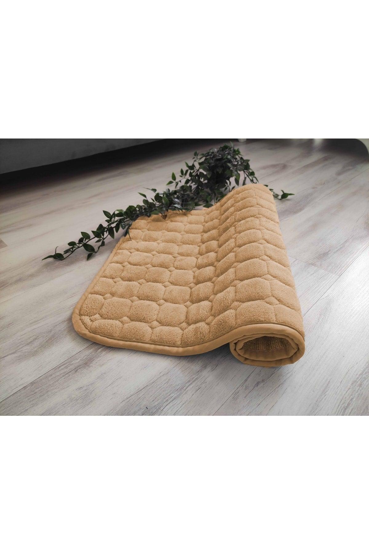 Bath Mat Non-Slip Base Water Absorbent Washable Triple (40x60)+(50x80)+(60x100) Cm Brown Bathroom Rug - Swordslife