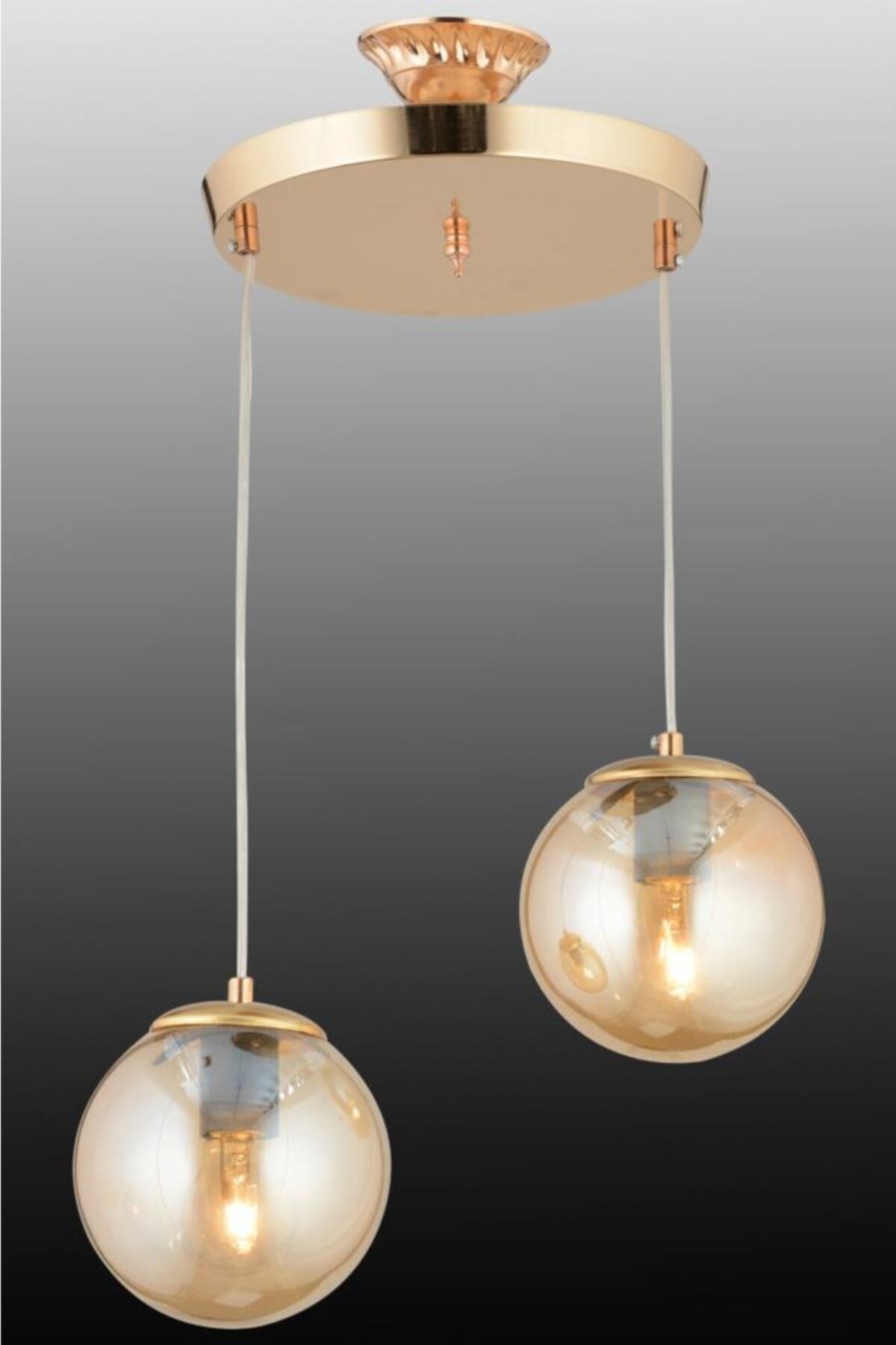 Pendant Lamp Set of 2 Gold Yellow Glop Glass Chandelier