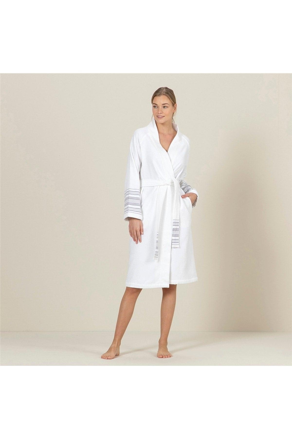 Deep Unisex Bathrobe White/warm Gray - Swordslife