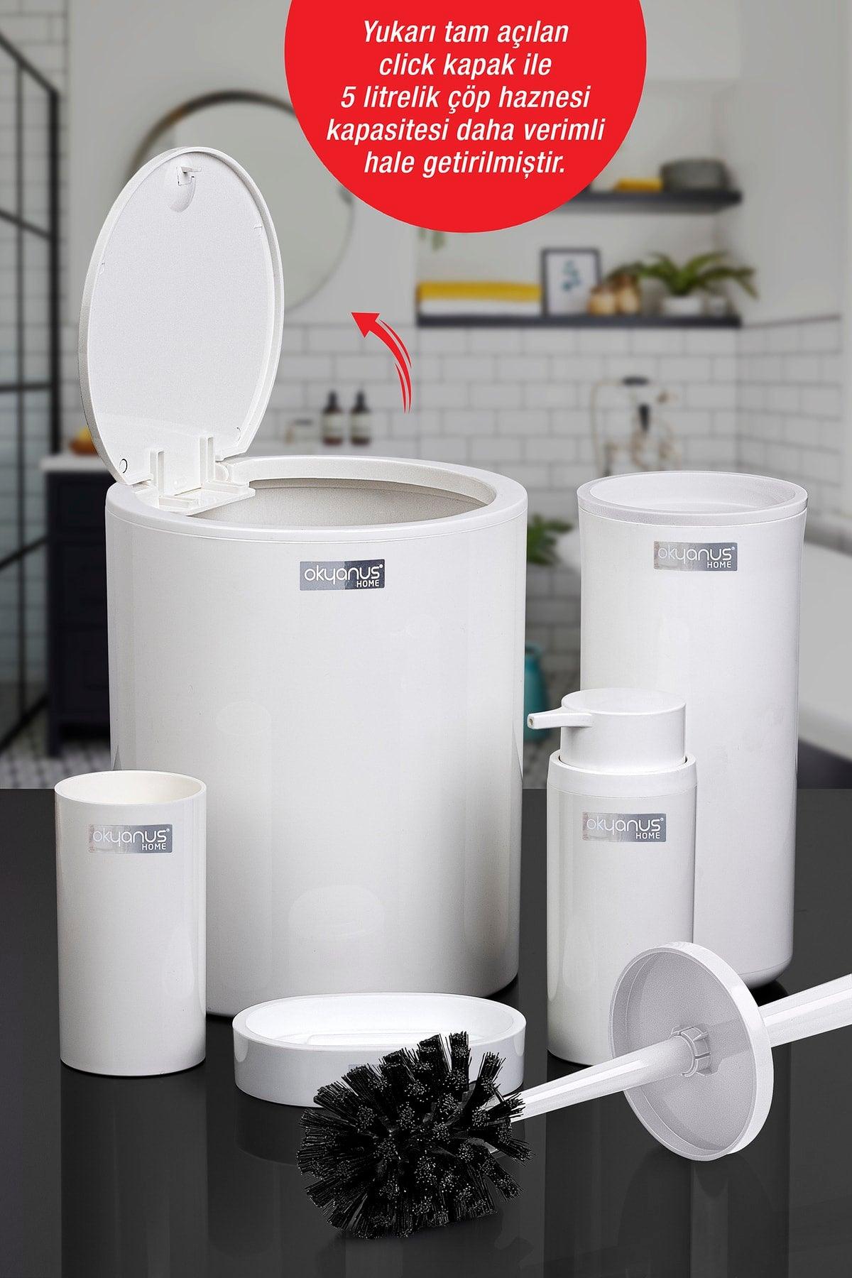 White Round 5 Pcs Bathroom Set - Swordslife