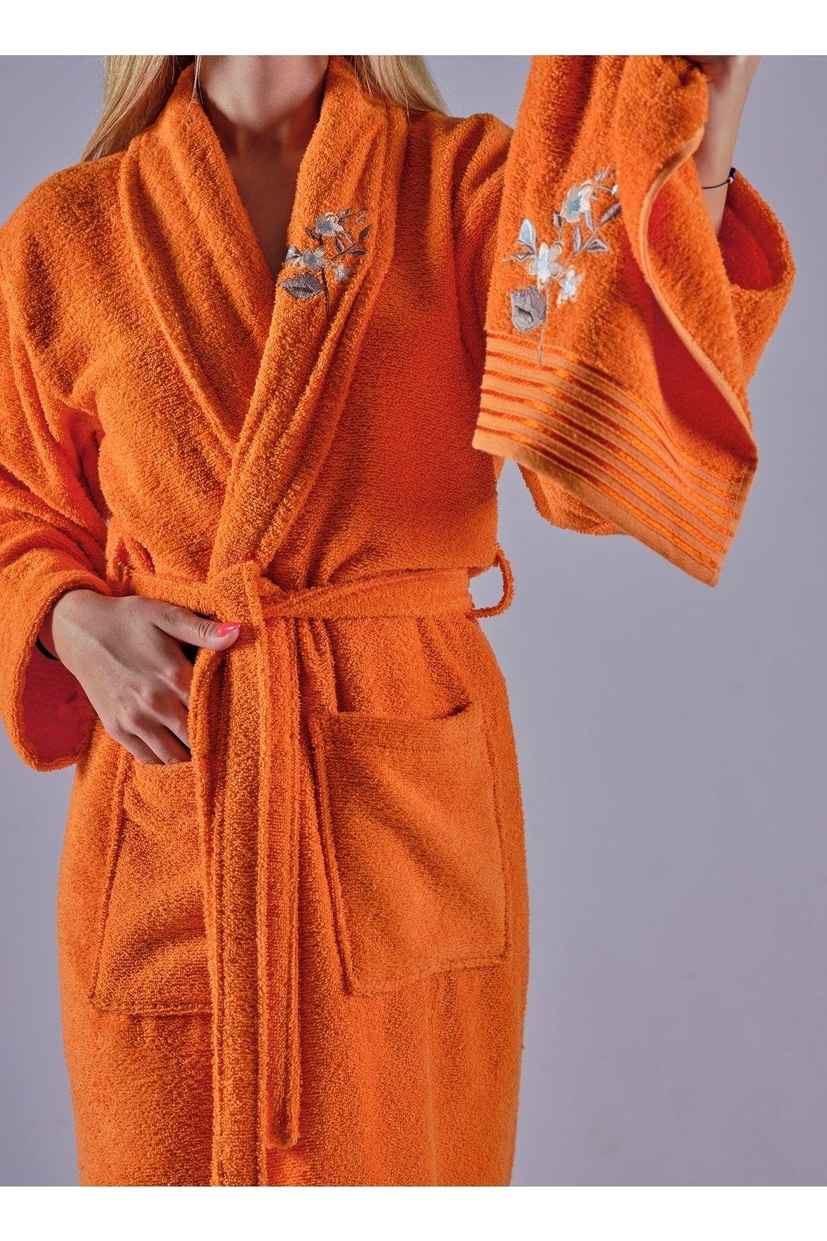 Alya Luxury Embroidered Cotton 2 Piece Bathrobe Set - Swordslife