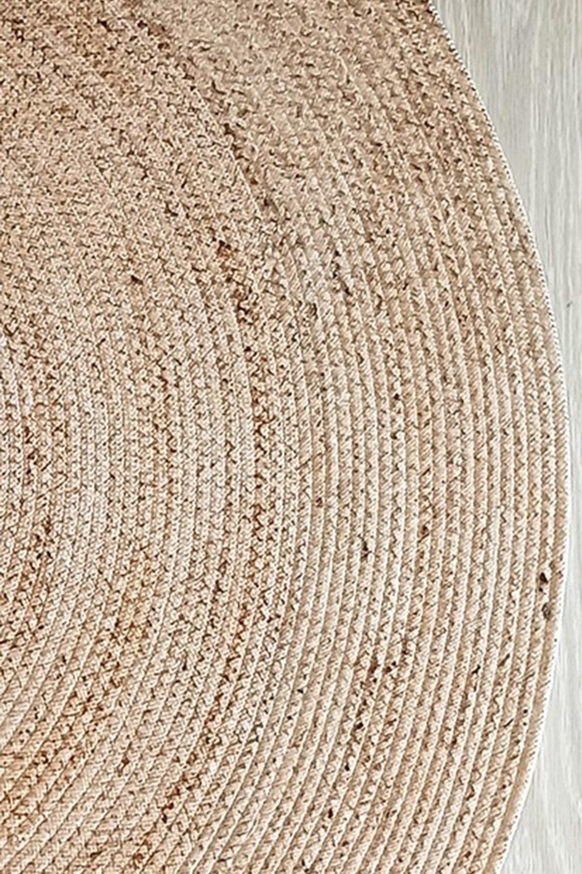 Else Straw Patterned Rope Jute Knitted Oval Bathroom Carpet Toilet Bowl Shower Front Mat - Swordslife