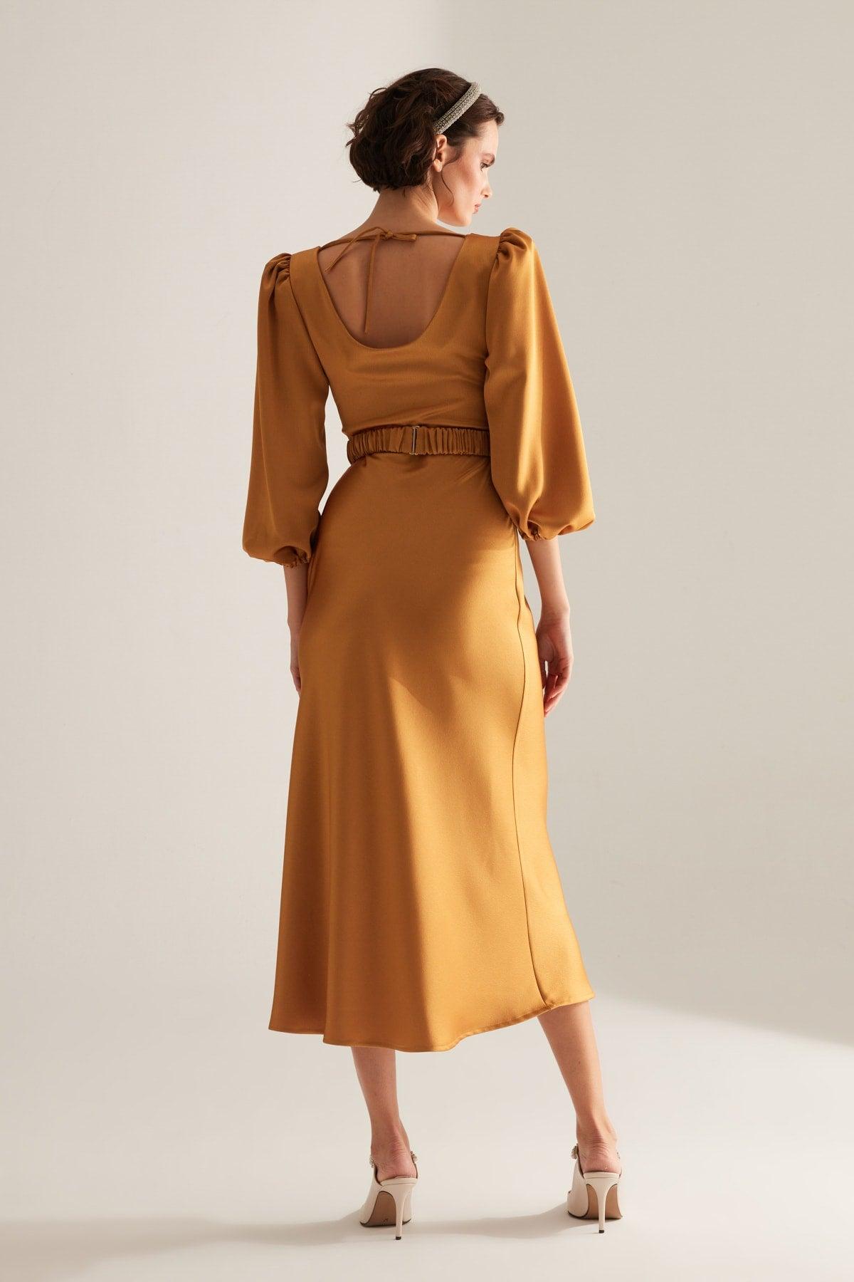 Heleny Special Design Mustard Engagement Dress - Swordslife