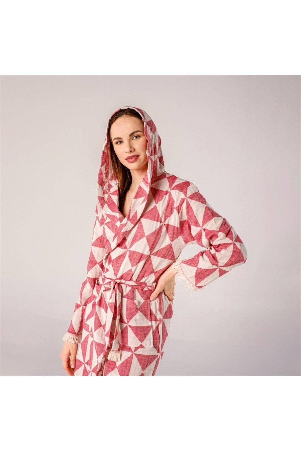 Pyramid Patterned Women's Peshtemal Beach Robe - Swordslife