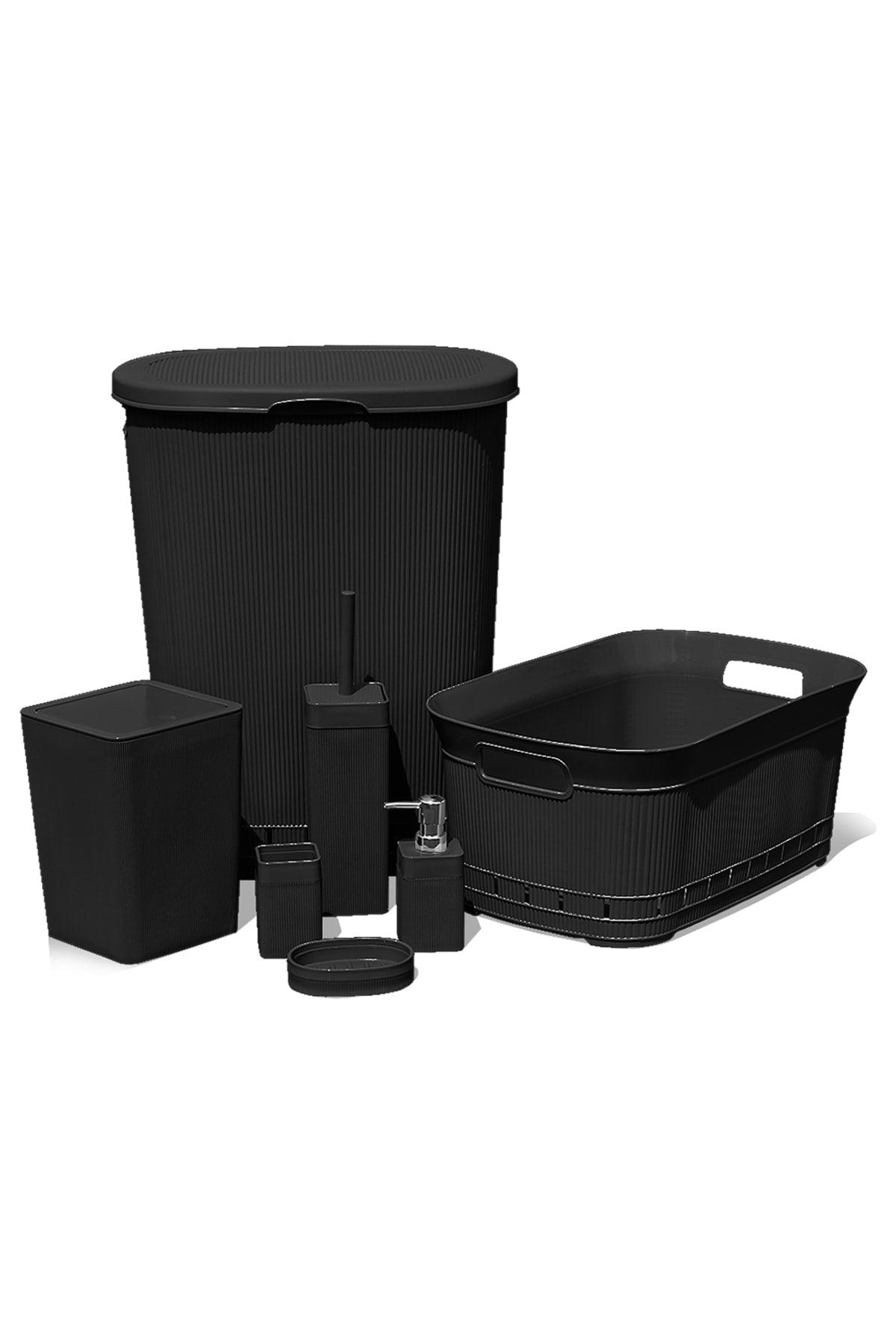 0183 Still 7 Piece Bath Set Black - Swordslife