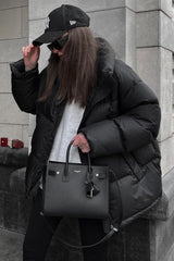 Black Basic Women's Down Jacket Mg1582 - Swordslife